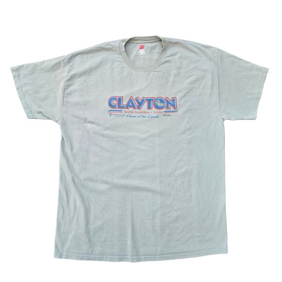 Clayton, NC Tee Size XL Light Sage Green Short Sleeve Tshirt Graphic Print - Picture 9 of 9